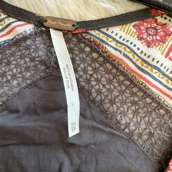 Free People Boho Rain Or Shine Pebbled Chiffon Printed Mini Dress XS - Picture 9 of 14